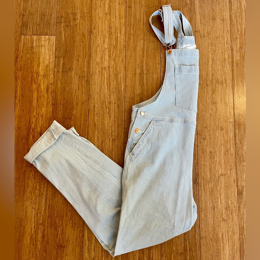 Universal Thread Light Blue & White Striped Overalls